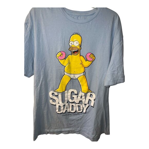 The Simpsons x Universal Studios Homer T Shirt Mens Size Large Blue Sugar Daddy - Picture 1 of 6